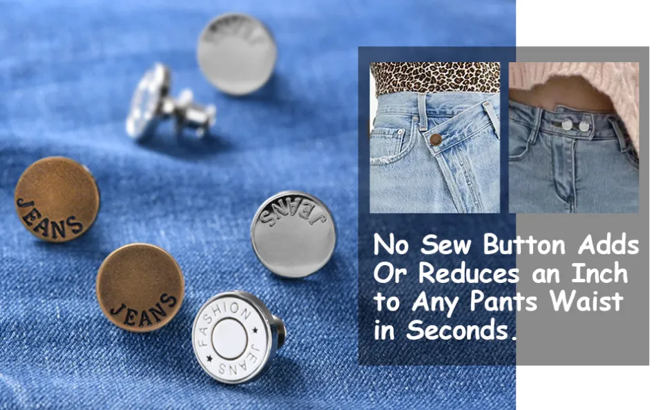 2pcs/set Jean Waist Tightener Adjustable Pant Button Pins Button For Jeans  Too Big Waistband Tightener Pants Clips For Waist - No Sewing Required, Whi