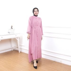 AQILA - Gamis Kayla Crinkle / Dress Wanita Crinkle Airflow / Gamis Wanita Full Kancing