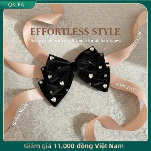 QK FA ✨ Thanh Lịch Pháp Bow Rhinestone Tóc Clip Đối Với Phụ Nữ Đen Trang trí Kẹp Tóc Với Tuyên Bố Lớn Bow Phụ Kiện Tóc Lấp Lánh