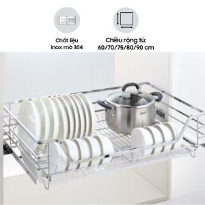 Giá xoong nồi bát đĩa Eurogold nan dẹt đa năng - Gắn cánh âm tủ - Dòng EP - Hàng Chính Hãng