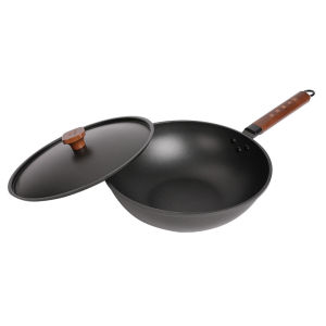 【Diameter 32cm】Cast Iron Pot Japanese-Style Cast Iron Pan Pure Iron Pot Fine Iron Wok Non-Stick Cookware Non-Stick Pan Uncoated Stir-Fry Pan Cooking Pot