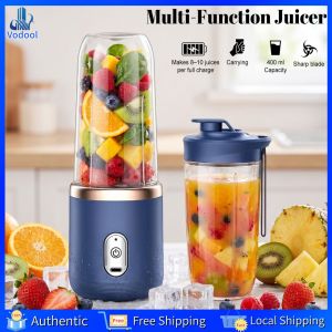 [Vodool Home Mall] Small Travel Juicer Two Cups USB Multi-Function Juice Mixer Maker 400ml For Home Kitchen Food Processor