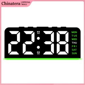 LED Digital Alarm Clock Electronic Wall Clock Large Number Display Boarderless Wall-mounted Clock Multifunctional Desk Alarm Clock for Students