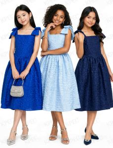 EE   Elegant Plus Size Midi Cocktail Dress with Bow Detail and Square Neckline