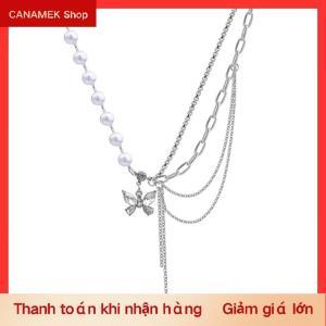 CS Sáng bóng pha lê bướm Vòng cổ tinh tế nhiều lớp ngọc trai xương đòn chuỗi dây chuyền cho phụ nữ 2022 xu hướng thẩm mỹ đồ trang sức