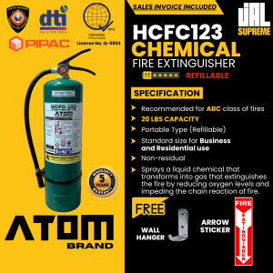 Fire Extinguisher - 20 Lbs. HCFC123 Chemical (Green) Portable Type