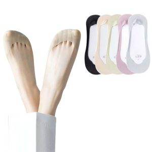 GUSU 5Pairs Cotton Bottom Boat Socks Set Women Solid Color Mesh Non-slip Toe Socks Breathable Elastic Invisible Tabi Socks Summer Spring