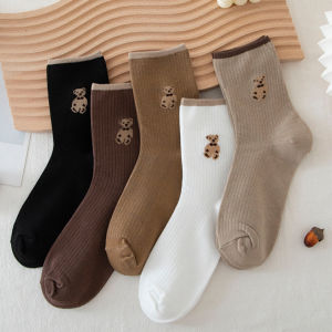 5 Pairs Korean Womens Socks High Quality Cotton Sport Running Mid medyas Breathable Casual For Gym Jogging Indoor Outdoor