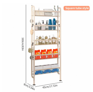 Bedroom Wall-Mounted Door Shelf With Pull-Out Spice Rack Snack Rack Bathroom Metal Shelf Refrigerator Storage Rack