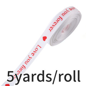 (5 Yards/pack) 10mm Valentines Day Decoration Ribbon Gift Bouquet Packaging Material Printing Grosgrain Ribbons Gift Box Holiday Party DIY