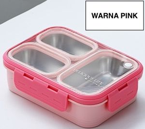 Laxson Kotak Makan Lunch Box Anak 3 Sekat Anti Bocor Seal Ukuran 600ml Bahan SUS304 Anti Karat