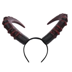 RUMI Pu Halloween Demon Horns Headband Headpiece Cosplay Headband Devil Ox Horn Hairband Personality Stage Performance Props Lady