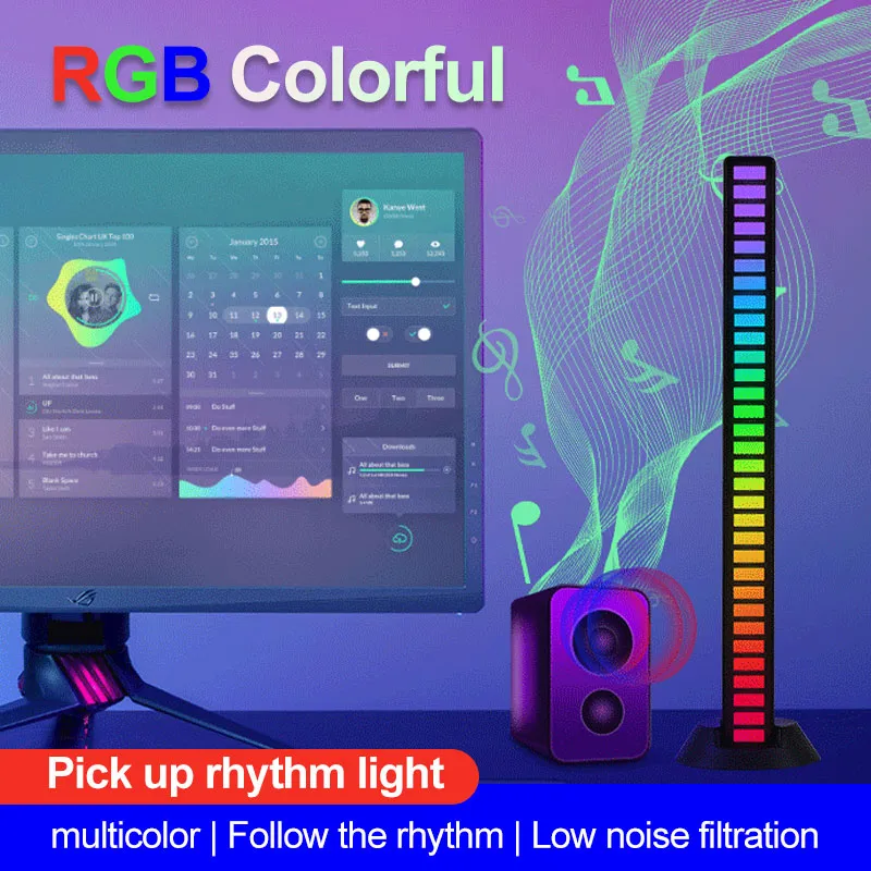 Room Lights Light RGB Sound Control Light,Wireless Voice-Activated ...