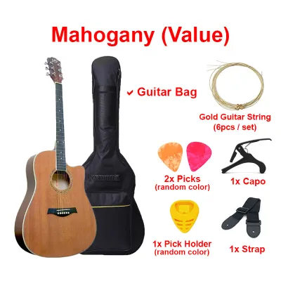 AK Guitar AK-320 330C 41 Inch Acoustic Guitar Spruce Top Mahogany Side & Back / Cutaway + Accessories Set | Gitar Akustik Murah Set