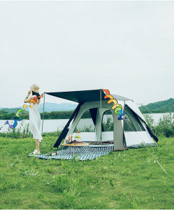 Lều tự bung 4 6 người Vidalido sunshine chống mưa hoàn lớn. 4 cửa có mái hiên PU3000 ép keo đường may.