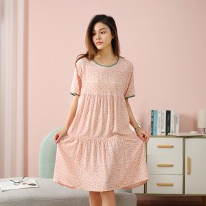 Váy đầm ngủ mặc nhà áo ngủ ngắn tay xếp tầng chữ A Cotton lụa tự nhiên mềm mại thoáng mát măc mùa hè mã VAV0469