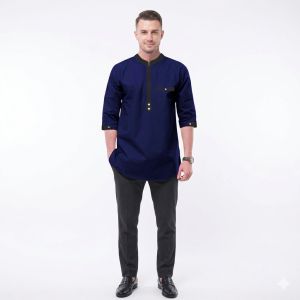 Men Kurta Elegant Wear Trending Exclusive Design Viral Modern 3/4 Sleeves Band Collar Zip Pocket Stylish Design