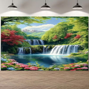 Ready stock sa local warehouseNatural landscape photography backdrop waterfall jungle living room birthday party decoration backdrop