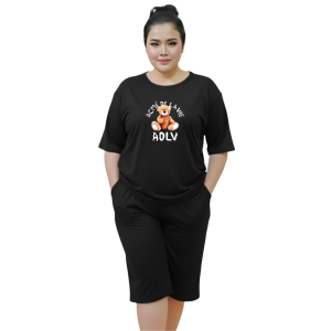 "Setelan Wanita Jumbo Ld 130 Cm Bahan Babyterry halus dan Nyaman Baju One Set Kaos Wanita Kekinian bear