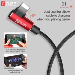 ZUZG Unbreakable 90 Degree USB Cable Data Charger For Phone Gaming Double Elbow 2M Cable Quick Charger USB Charge Cord Mobile Fast Charging Wire