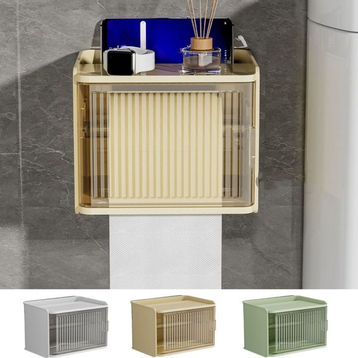 DARLENER Punchfree Toilet Paper Storage Container Wall Mounted Plastic