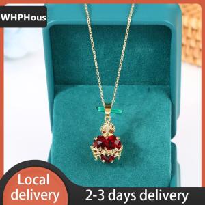 [COD] WHPHous Ship within 24 hours Trendy Sacred Necklace Of Red Zircon Heart Pendant Cross Choker For Women Jewelry Party Gifts