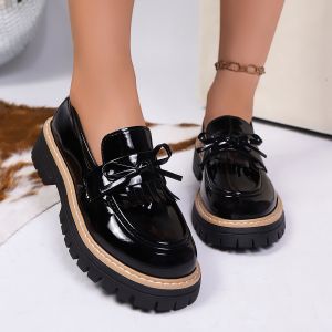 Plus-Size WomenS Loafers 2025 Autumn New Thick-Soled Height-Increasing Leather Shoes