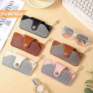【PCWFKef】 1 cái Houndstooth in kính chủ với Keychain kính cổ điển trường hợp xách tay Kính mát túi lưu trữ cho hàng ngày và du lịch