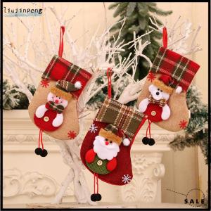 [liujinpeng] Small Christmas Stockings Christmas Tree Ornaments Christmas Candy Gift Bag Socks Merry Christmas Santa Claus Snowman Elk