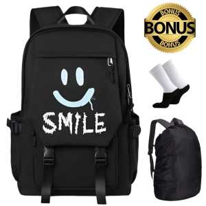 Tas Ransel Anak Motif Anime/Novel Warna Hitam Bonus Socks - Bahan PVC Tahan Lama