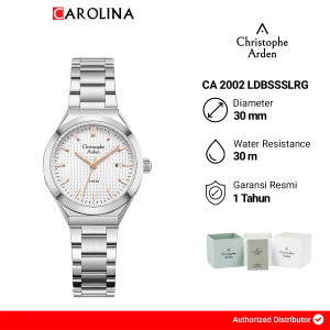Jam Tangan Wanita Christophe Arden CA 2002 LDBSSSLRG White Dial Silver Stainless Steel Strap
