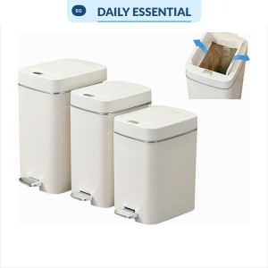 【DAILY ESSENTIAL】 Minimalist Double Door Trash Bin | Foot Pedal & Press Lid | Silent Soft Close Dustbin