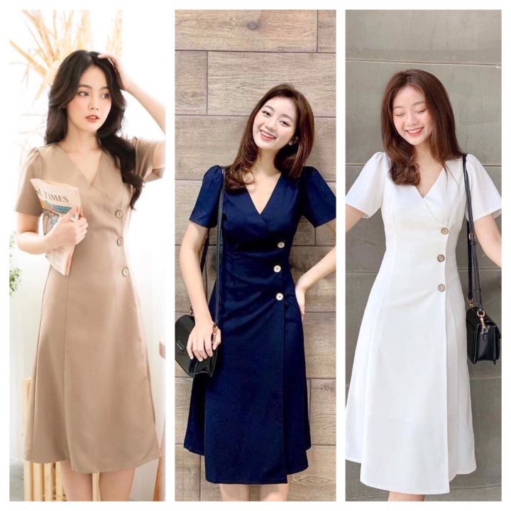 Váy Xếp Ly Nữ Công Sở Phong Cách Hàn Quốc Màu Đen Trắng - Đầm Váy Nữ Cao Cấp