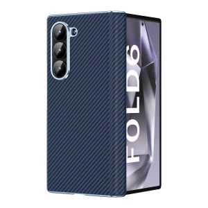 Carbon Fiber Pattern Z Fold 4 5 6 7 Leather Case Back Cover Hinge Protection Samsung Galaxy Z Fold6 Fold7 Casing Slim Thin Anti-Drop Durable Hard PC Phone Case with Metallic Accent