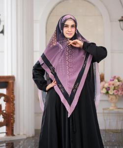 Hijab Khimar Oval AB-817 Printing Motif Bahan Ceruty Kerudung Saja TANPA GAMIS Realpict Premium
