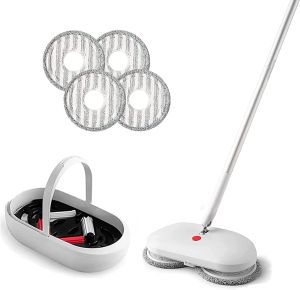 BOOMJOY Electric Mop - Self-Cleaning Mop Cordless Floor Mop with 2 Pack Mop Pads and Automatic Cleaning Buckle Rechargeable Floor Polisher for Wooden Marble Tile Hardwood Floor