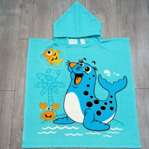 Khăn Tắm Choàng Cho Bé Đi Biển Đi Bơi Có Mũ Trùm Đầu