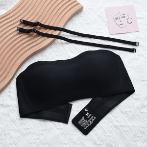 【Bra for disco dancing】Low cut and Strapless Bra Push Up Bras Stretchy Seamless Bandeau Invisible Tube Tops wireless Bra