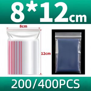 200/400Pcs Set Plastic Clear Thickened Zip Sealing Bags/Food Grade Thickened Self Seal Storage Bag