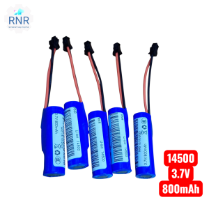 ถ่านชาร์จ Li-ION 14500 3.7V  800mAh Li-ion แบตเตอรี่รถบังคับ มีวงจรป้องกัน bms สายไฟ SM-2P