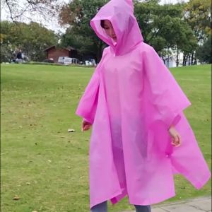 Reusable Raincoat With Drawstring Hood Waterproof Thicken Poncho For Adults Outdoor Hiking Rain Coat Travel Bicycle Ponchos