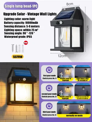 【BUY 1 TAKE 1】Solar Induction Wall Lamp Outdoor Waterproof Wall Light Tungsten Filament Lamp Night Lighting