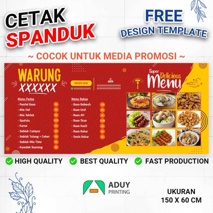 Cetak Spanduk Banner Untuk Warung Makanan Seblak Ukuran 150x60 CM Bisa ...