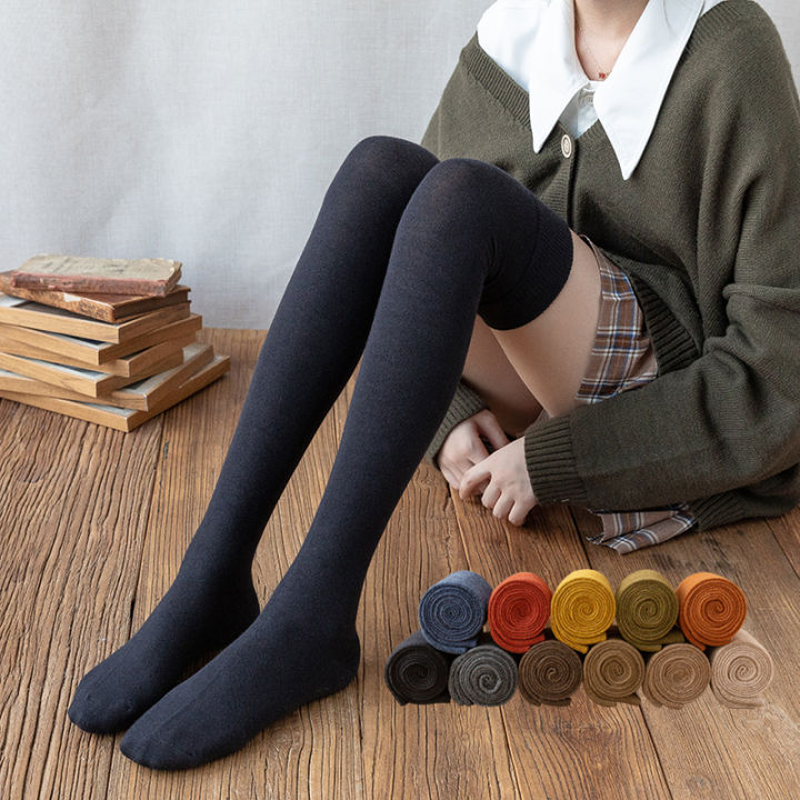 Women Over-Knee Stockings Thigh High Tights JK Style High School Style ...