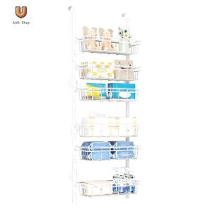 6-Tier Over The Door Pantry Organizer No Drill Door Storage Rack Behind The Door Shelf for Kitchen Laundry Room Bathroom [Ueb Shop]