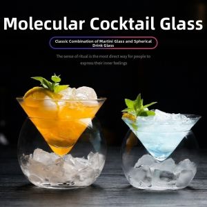 PHANT Double Layer Ball Martini tail Glass Juice Cup Triangle Base Iced Coffee Cup Sophisticated Unique Cool Chilled Martini Glass Party Drinking