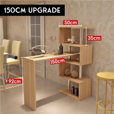 Bar table Set Modern meja bar makan Stool High chair Kerusi tinggi stylish design Strong steel frame Solid wood Pub