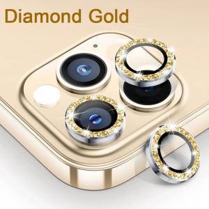 【 1 Set 2PCS-3PCS】Sparkling Diamond Camera Lens Protector For iPhone 15 14 Pro Max Plus 13 Pro Max 12 Pro Max Mini 11 Pro Max Bling Rainbow Metal HD Tempered Glass Camera Film Screen Protection Top Seller