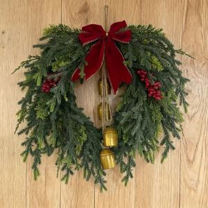 Christmas Norfolk Pine Red Fruit Bells Wreath Christmas Home Decorations