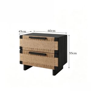 Sacesr Solid Wood Bedside Tables Bedroom Luxury Braiding Rope Bed Side Storage Locker Living Room Aesthetic Cabinets Home Furniture 9N5Q1